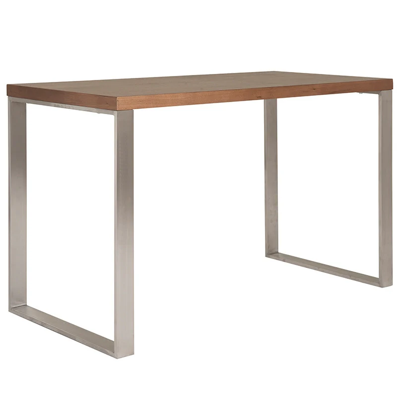 48" American Walnut & Brushed Stainless Steel Modern Desk - Image 3