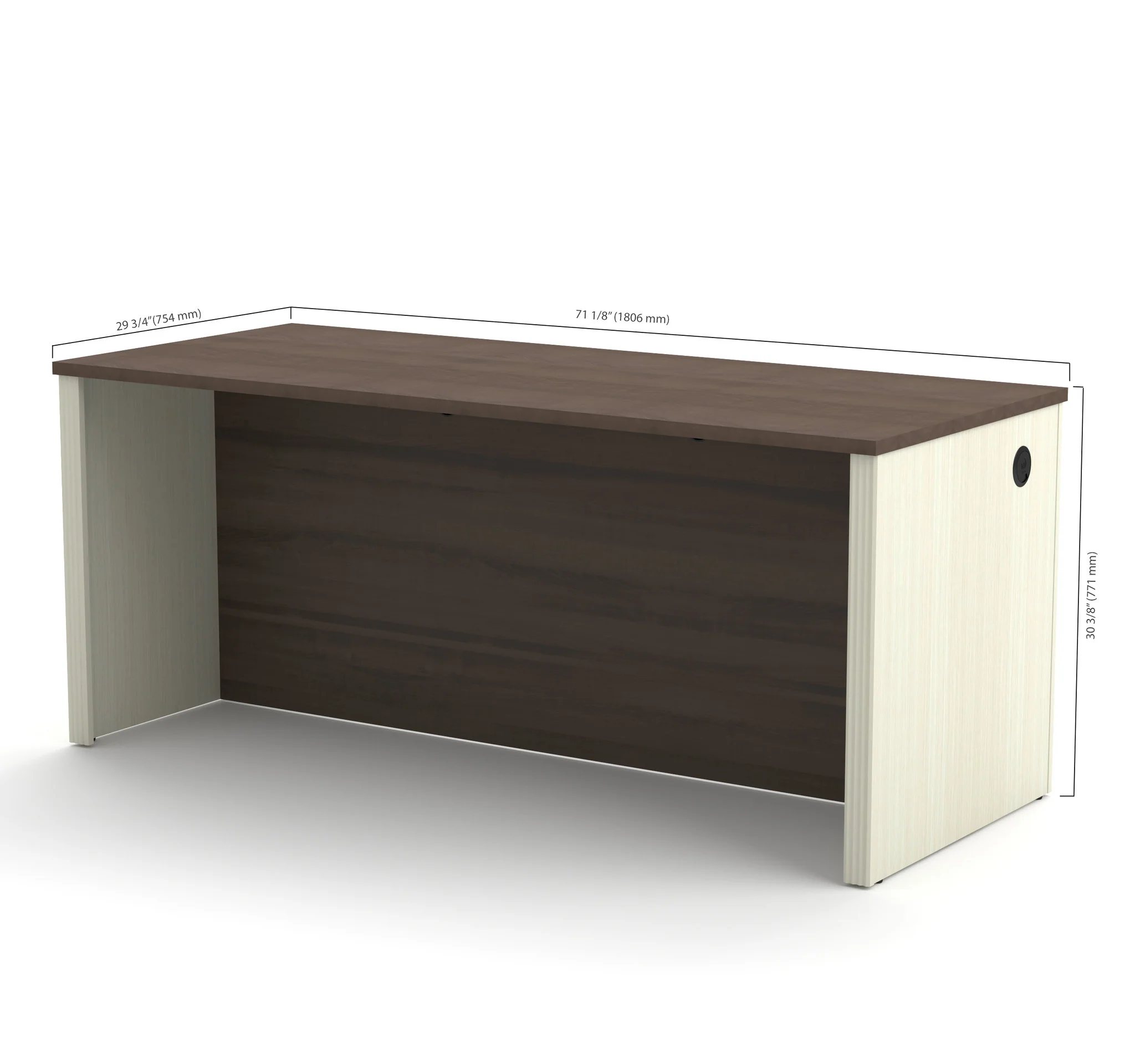 71" Executive Desk in White Chocolate & Antigua Finish - Image 3