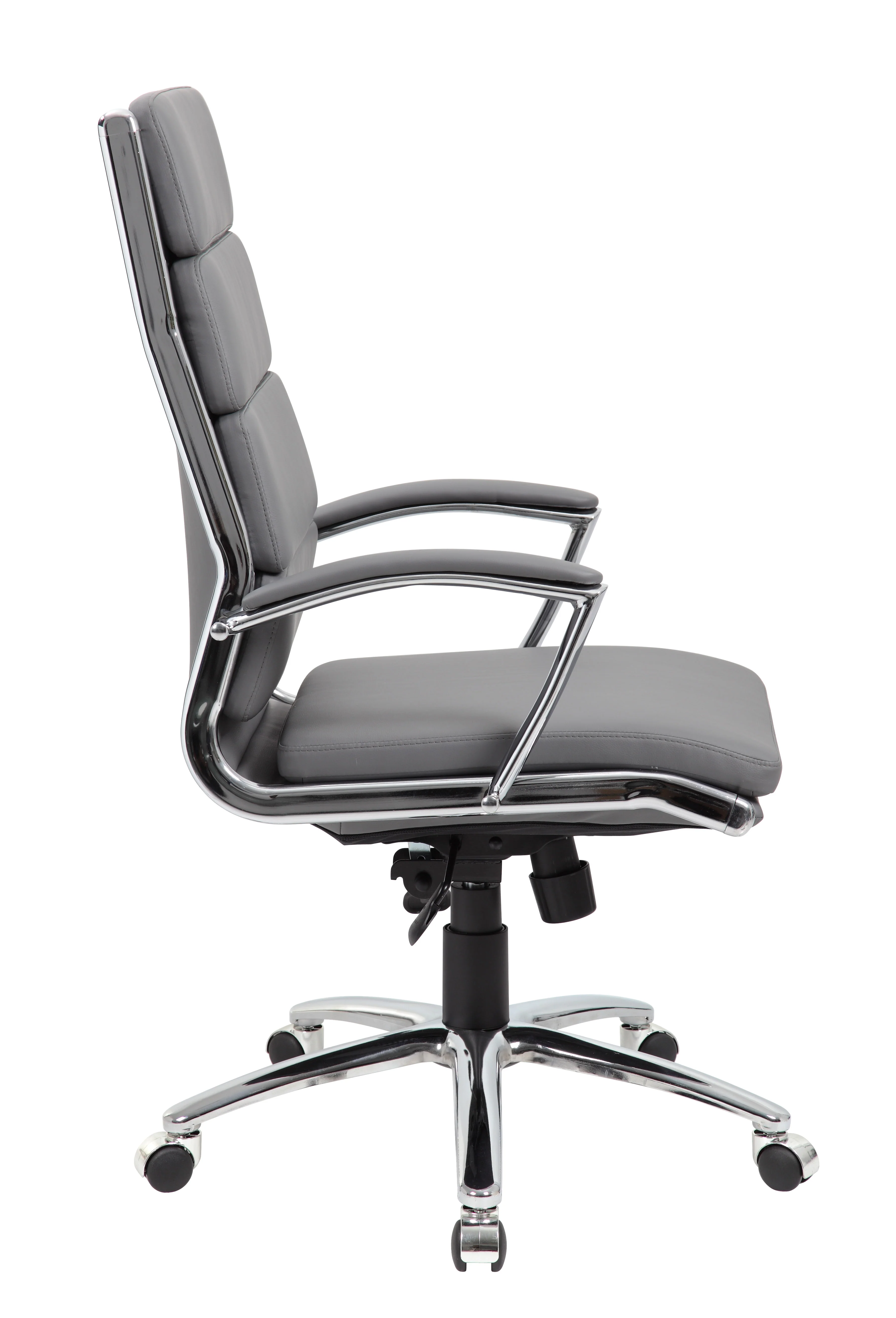 Gray Faux Leather Office Chair w/ Padded Back & Seat - Image 3