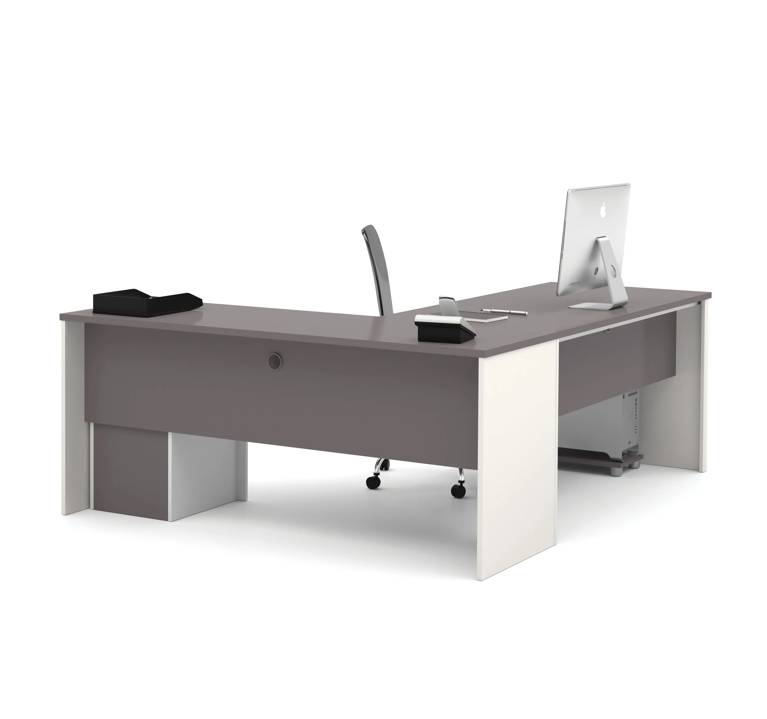 71" x 83" L-Shaped Desk with Drawers in Slate & Sandstone - Image 3