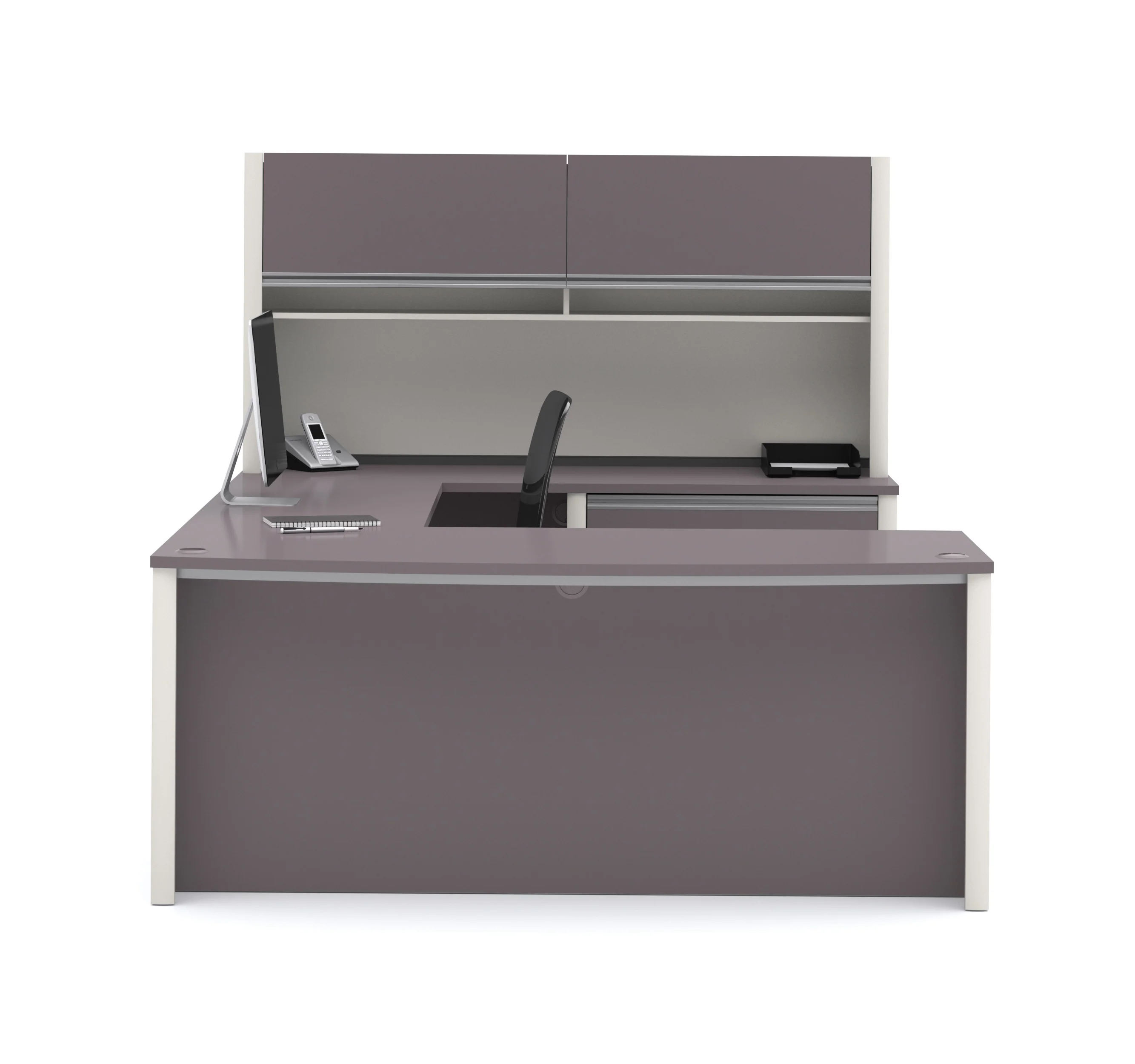 U-shaped Desk with Hutch in Slate & Sandstone - Image 4