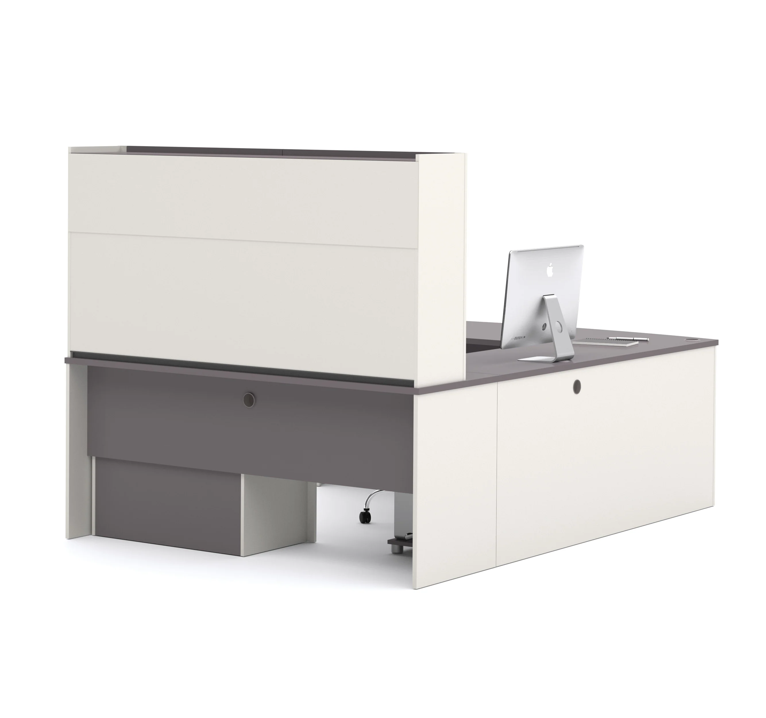 U-shaped Desk with Hutch in Slate & Sandstone - Image 5