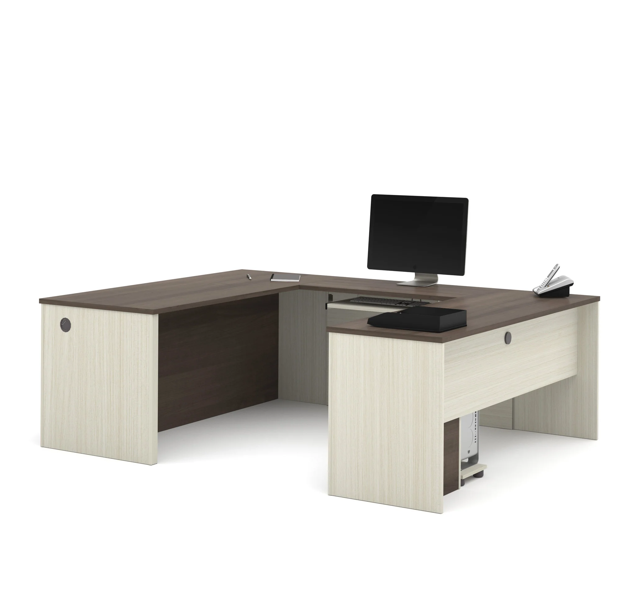 White Chocolate & Antigua Premium U-shaped Desk - Image 3