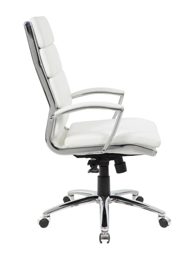 White Faux Leather Office Chair w/ Padded Back & Seat - Image 3